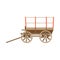 Vector illustration color icon with simplified prairie schooner waggon. Wild west cowboy authentic symbol. Background