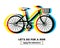 Vector illustration of colorful bicycle with basket and text let