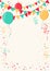 Vector Illustration Colorful Celebrate Background. Party Flags with Confetti and Balloons