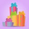 Vector illustration of colorful Christmas gift pile.