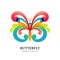 Vector illustration of colorful decorative butterfly.