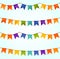 Vector Illustration of Colorful Garlands on white background. Rainbow colors buntings festive and flags. Birthday, holiday, party,