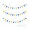 Vector Illustration of Colorful Garlands on white background. Rainbow colors buntings and flags. Holiday set. Festive flags.