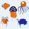 Vector illustration with colorful jellyfishes