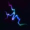 Vector Illustration of Colorful Lightning Discharge on Dark Background. Blitz Lightning Thunder Light Sparks