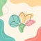 Vector illustration colors abstract background with lily flower. Layout and line composition. Spring flyer.