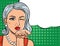 Vector illustration in comic art style of pretty woman with winking eye.