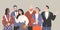 Vector illustration of a company employees posing together. Set of office workers