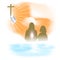 Vector illustration concept of Baptism of Jesus Christ.