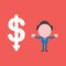 Vector illustration concept of businessman character with dollar symbol arrown moving up on red background