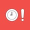 Vector illustration concept of clock time with exclamation mark