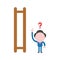 Vector illustration confused businessman wooden ladder with mis