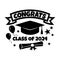 Vector illustration of Congrats Class of 2024 with cap, diploma scroll, balloons