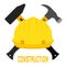 Vector illustration of construction, worker s helmet and hammers.