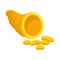 Vector illustration of cornucopia and money icon. Collection of cornucopia and gold stock symbol for web.