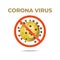 Vector illustration of Corona virus with red stop sign.