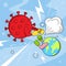 Vector illustration. Coronavirus is fighting Earth