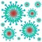 Vector illustration - coronavirus molecule under magnification, square