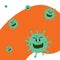 vector illustration of coronaviruses floating in the air