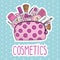 Vector illustration cosmetic bag with cosmetics. on a white background.