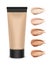 Vector illustration of cosmetic plastic tube with tone cream and shades of foundation isolated on background