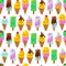 Vector illustration of a couple cartoon funny ice creams with happy smiling faces