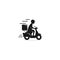 Vector illustration of a courier delivery riding a scooter,delivery logo,shipping, silhouette riding,symbol template