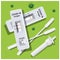Vector illustration of COVID-19 antigen test kit ATK two sets on a light green background for testing with a prop stick and a di