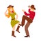 Vector illustration with cowboy and cowgirl dancing country western dance, isolated on white background. Clip art for a poster of