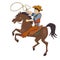 Vector illustration of a cowboy galloping on a horse.