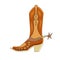 Vector illustration of a cowboy leather boot. Cartoon style. Wild west theme.