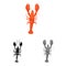 Vector illustration of crayfish  and lobster icon. Collection of crayfish  and boiled vector icon for stock.