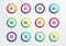 Vector illustration Creative Number Bullet Point Set Cut Out Rings 1 to 12, Flat color gradient web icon element