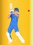 Vector illustration of cricket batsman facing bouncer delivery