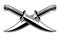 Vector illustration of crossed knives on white background