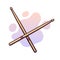 Vector illustration. Crossed wooden drumsticks. Percussion musical instrument. Blues, jazz or rock equipment.
