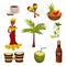 Vector illustration with cuban culture. Images of traditional items.