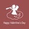 Vector illustration with cupid sits on a cloud and looks into a telescope, near the bow and arrow. Love symbol. Design for banner