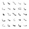 Vector illustration of curved arrow icons. 25 curved arrow icons set