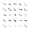 Vector illustration of curved arrow icons. 25 curved arrow icons set