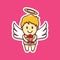 Vector Illustration Cute Angel holding Love Bouquet