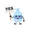 Vector illustration of Cute Antiseptic Liquid soap mascot or character holding sign says yes. Antiseptic Liquid soap character