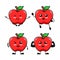Vector illustration of cute apple fruit character yoga, spirit, okay and fitness pose. apple cute cartoon character set collection