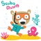 Vector illustration of cute bear in snorkel mask diving in the sea. Can be used for t-shirt print, Creative vector childish
