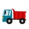 Vector illustration, cute blue and red dump-truck