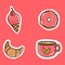 A vector illustration of cute bread dessert icons