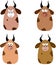 Vector illustration of cute bulls emotions