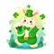 Vector illustration of a cute bunny with a mug of beer for Sant Patrick's Day