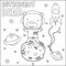 Vector illustration of cute cartoon astronauts little animal in space, Childish design for kids activity colouring book or page