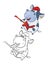 Vector Illustration of a Cute Cartoon Character Cow for you Design and Computer Game. Coloring Book Outline Set